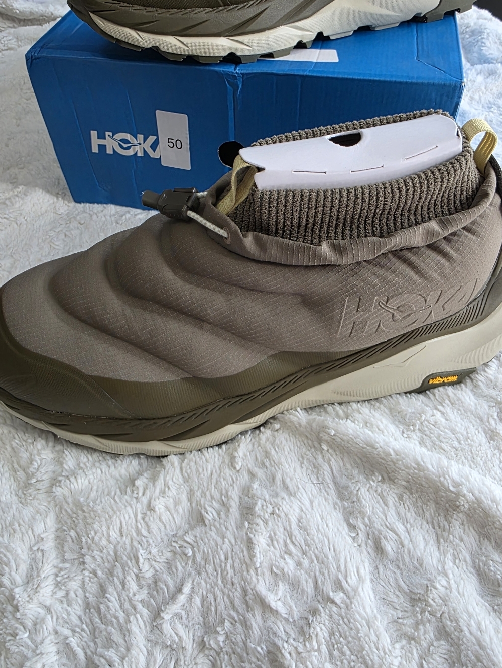NIB HOKA Kaha 2 Frost Olive Green Slip-On Puff Sneakers - Picture 2 of 5